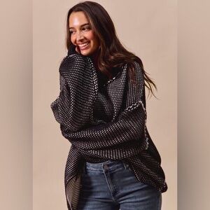 So Me Black and White V-Neck Sweater